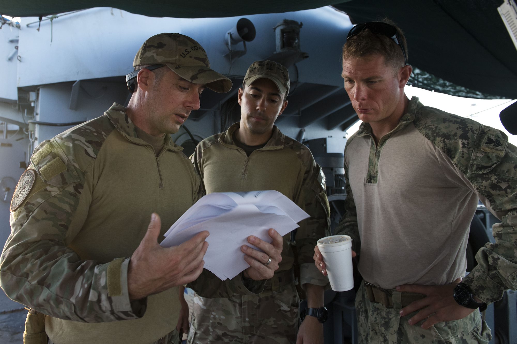 Exercise Leaders review Exercise Plans aboard Djiboutian Naval Target Vessel