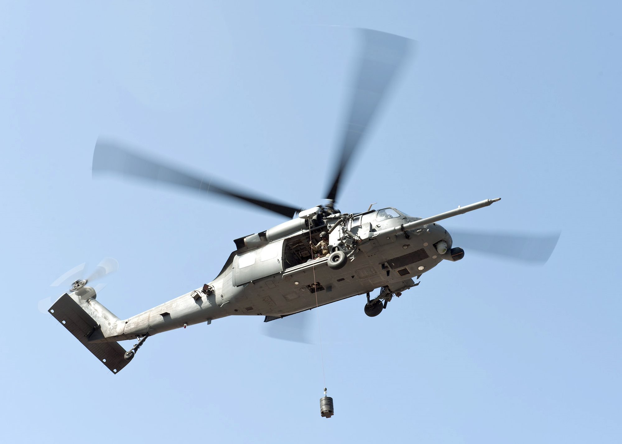 HH-60 Pave Hawk hovers 200 Feet above Ground with 600-Pound Load during Weight Check