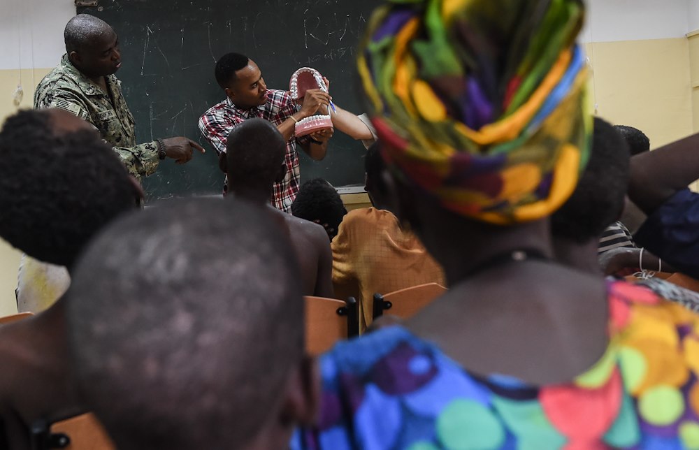 CJTF-HOA Civil Affairs team teaches local children oral hygiene, preventative care