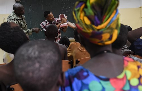 CJTF-HOA Civil Affairs team teaches local children oral hygiene, preventative care