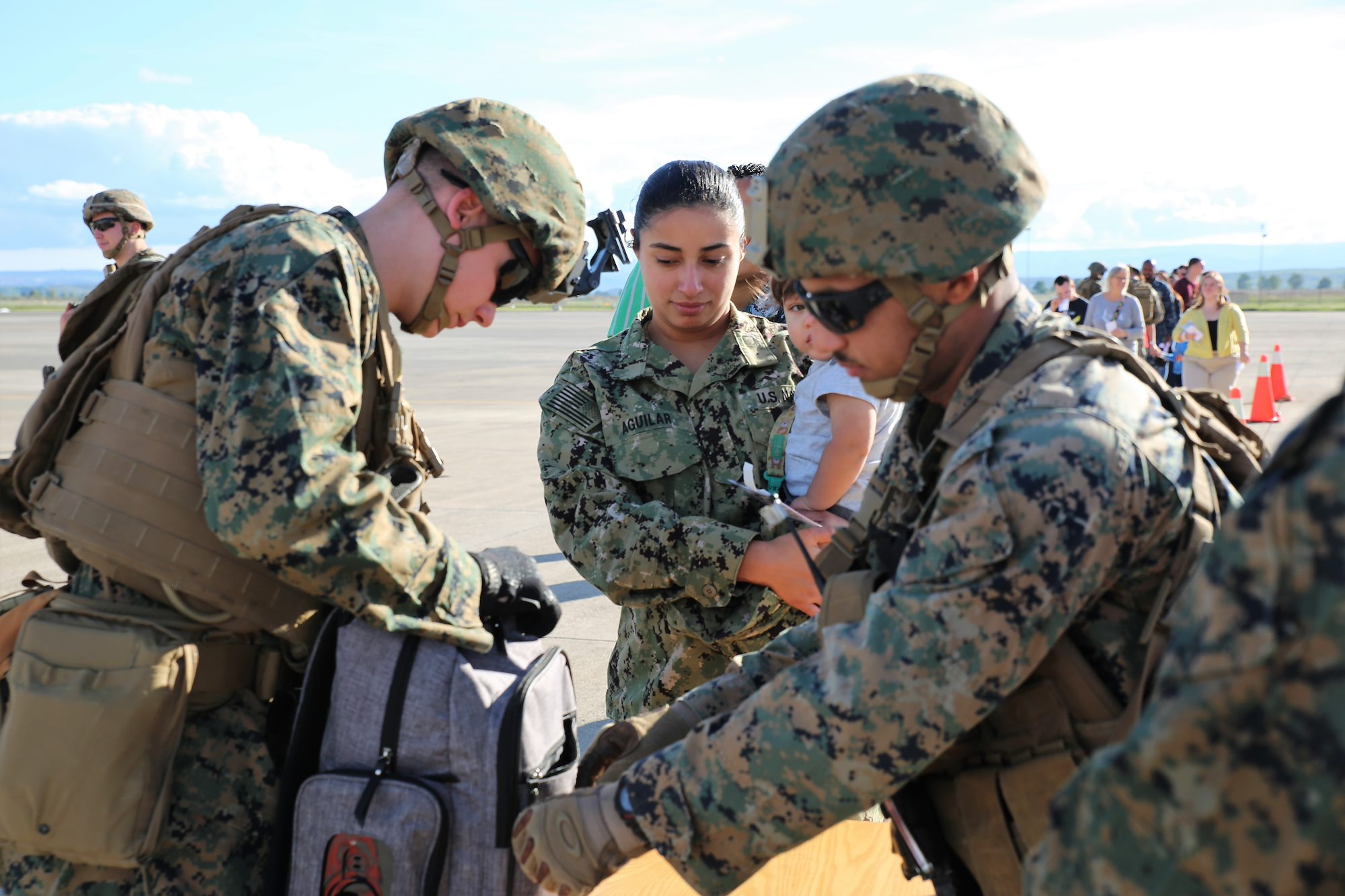 SPMAGTF-CR-AF Marines and Sailors conduct evacuation control center training