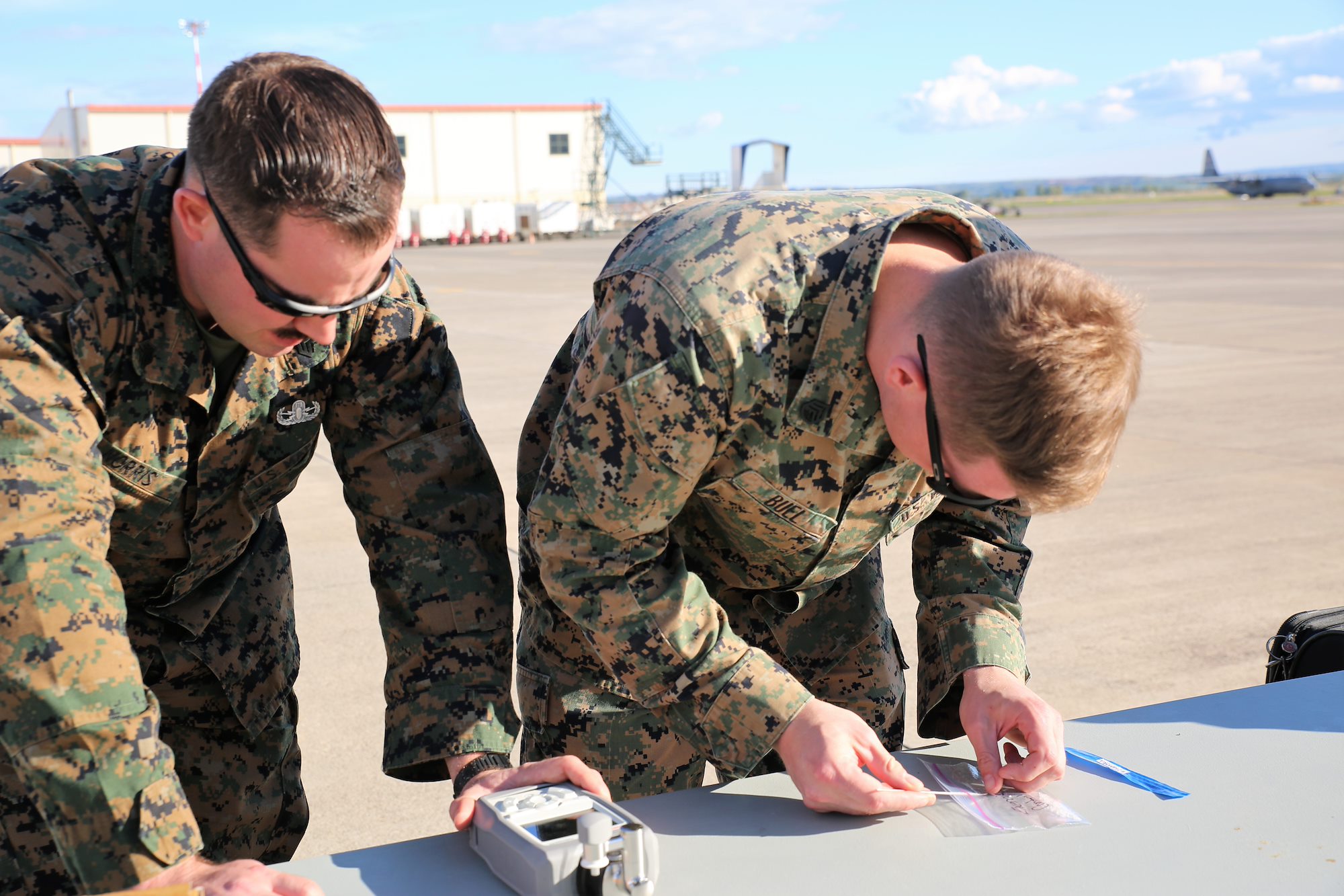 SPMAGTF-CR-AF Marines and Sailors conduct evacuation control center training