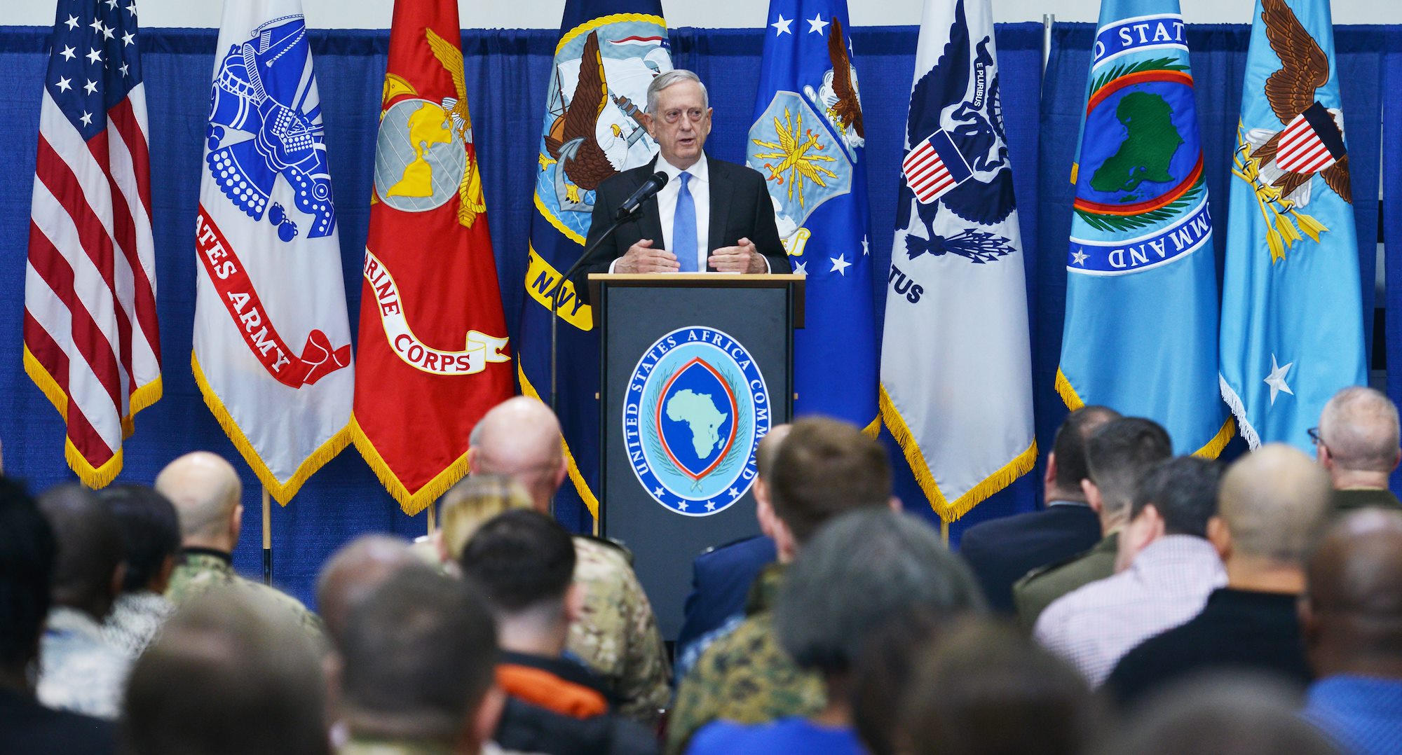 SECDEF visits AFRICOM Headquarters; holds town hall