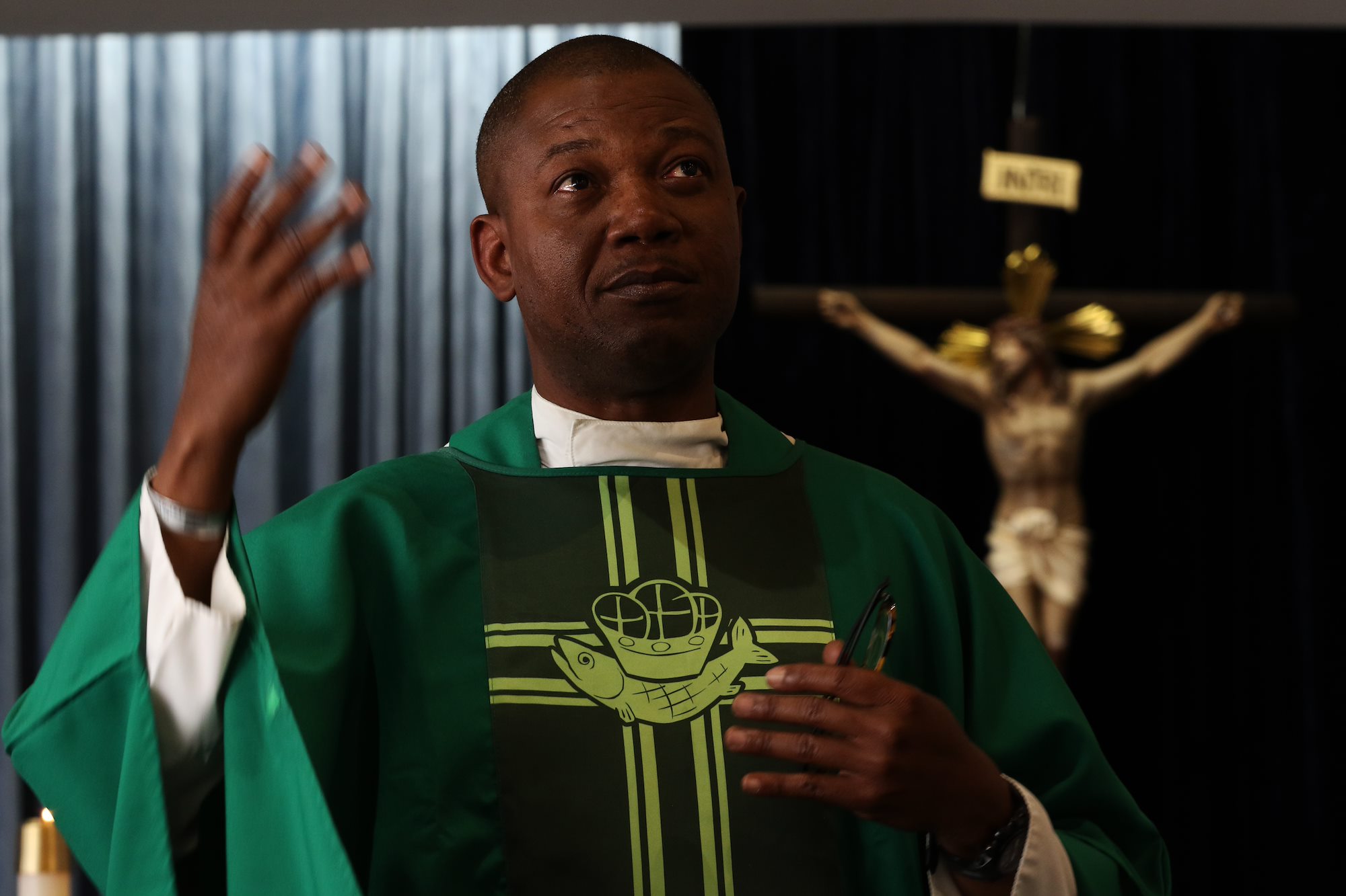 U.S. Army Chaplain preaches to deployed troops at the Southwest Border