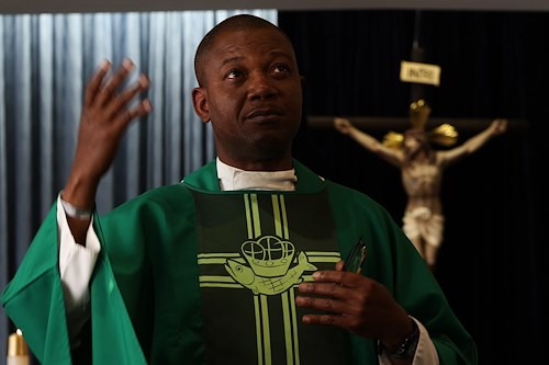 U.S. Army Chaplain preaches to deployed troops at the Southwest Border