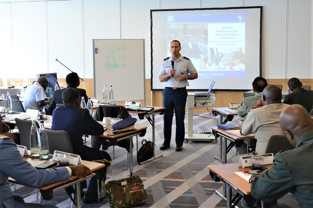 U.S. Africa Command Director of Logistics discusses environment, role with transportation leaders at Scott AFB