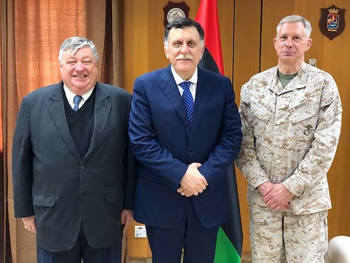 Amb. Peter Bodde and Gen. Thomas Waldhauser visit Libyan Prime Minister in Tripoli, Libya