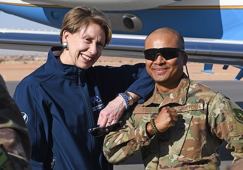 Secretary of the Air Force visits service members at Nigerien Air Base 201