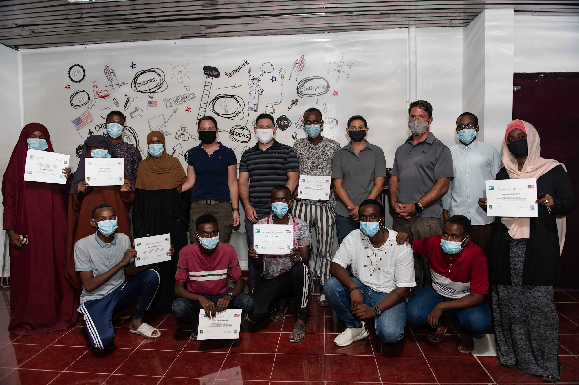 Civil Affairs soldiers conduct English discussion groups in Djibouti