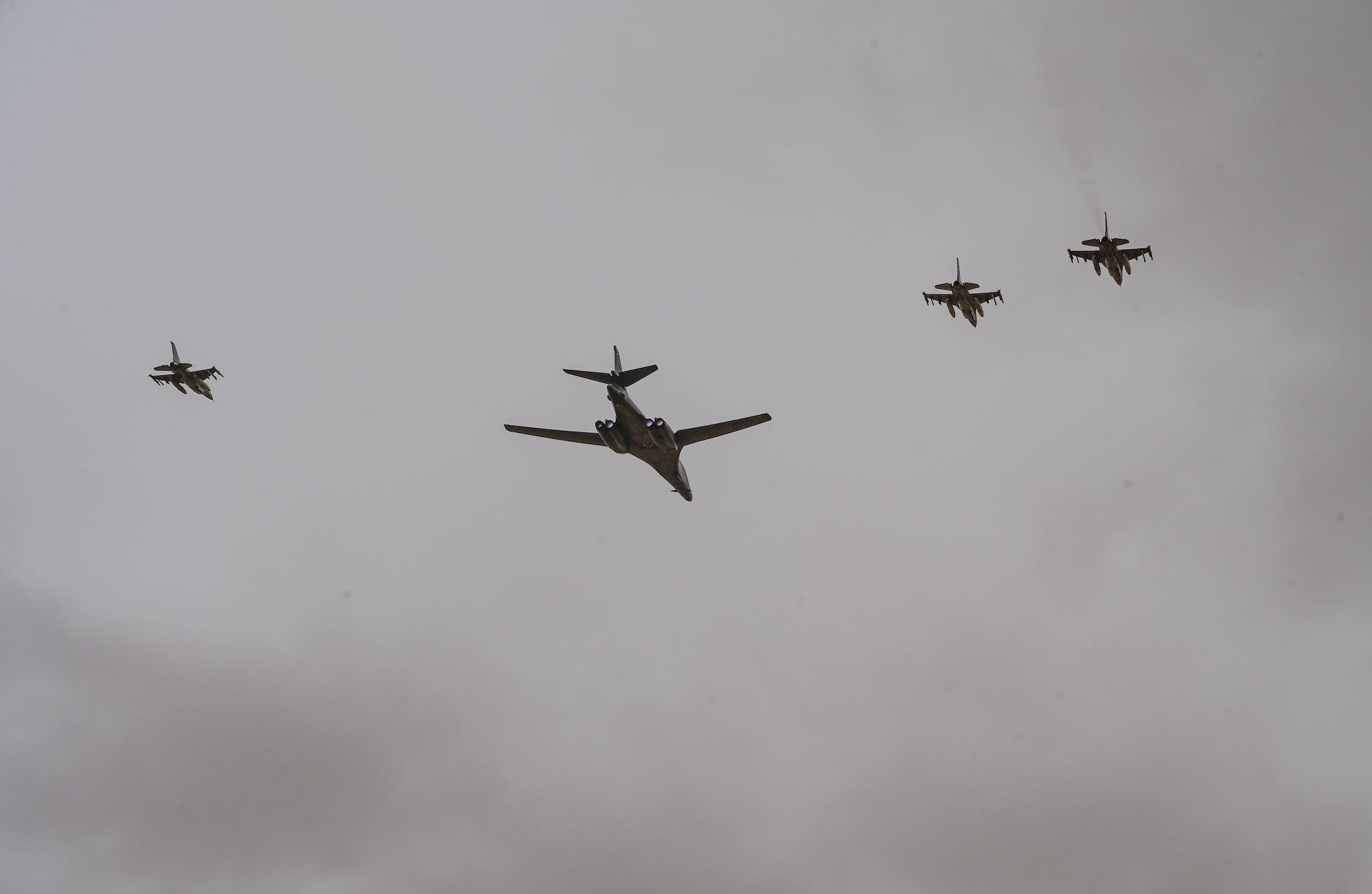 The U.S. Air Force pilots B1 Lancer Bomber in a demonstration on June 16, 2023 for distinguished visitor day during Exercise African Lion 2023 in TanTan, Morocco.