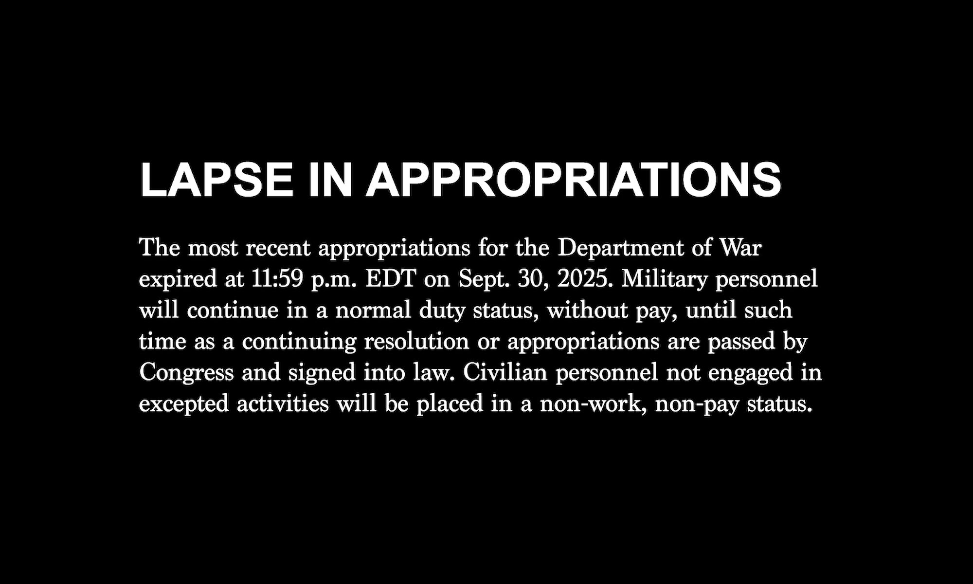 Lapse In Appropriations