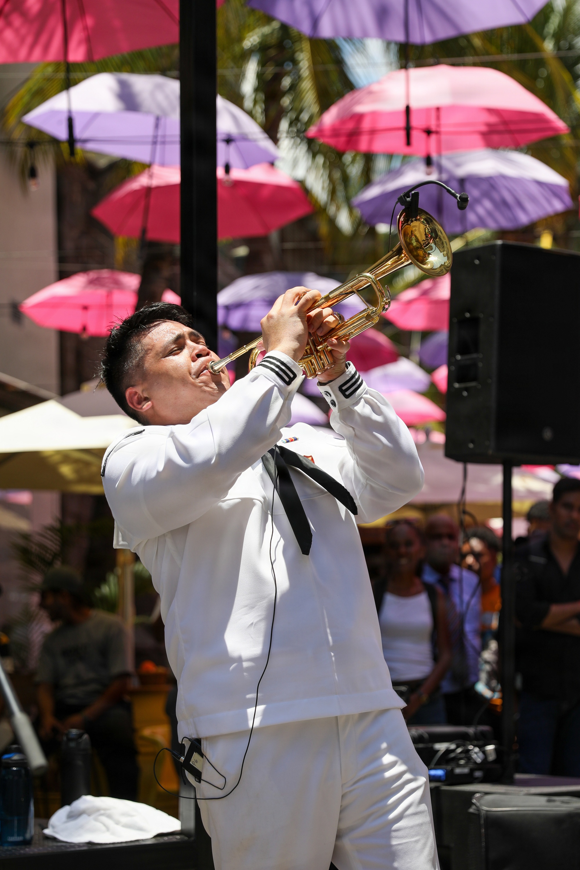 U.S. naval Forces Europe and Africa Band (Topside Brass Band) play at Caudan Waterfront (Umbrella Concert)